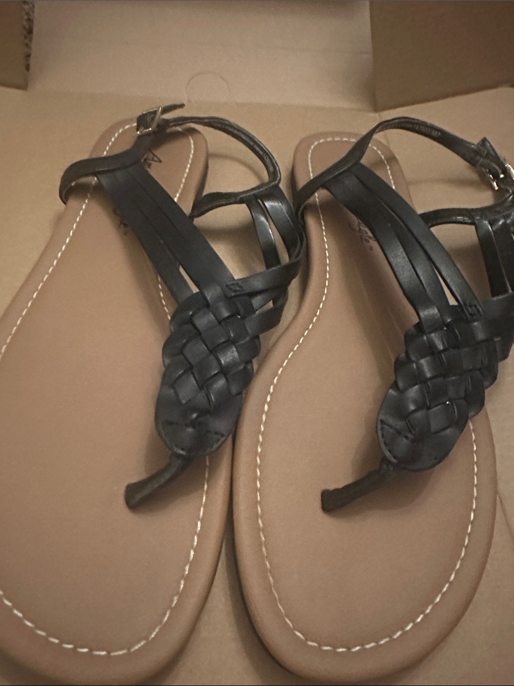American Eagle By Payless Black Woven Sandals